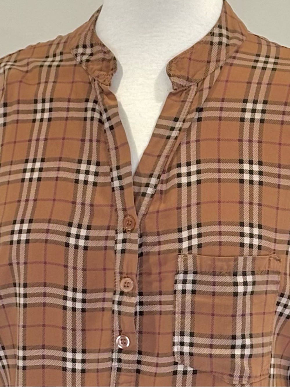 Made In Italy tan plaid shirt